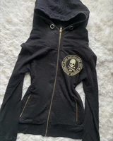 Y2K Retro Zipper Hoodies Women Harajuku Sexy Slim Fit Sweatshirt Autumn Skull Graphic Embroidery Hooded Jacket Gothic Clothing - Image 2
