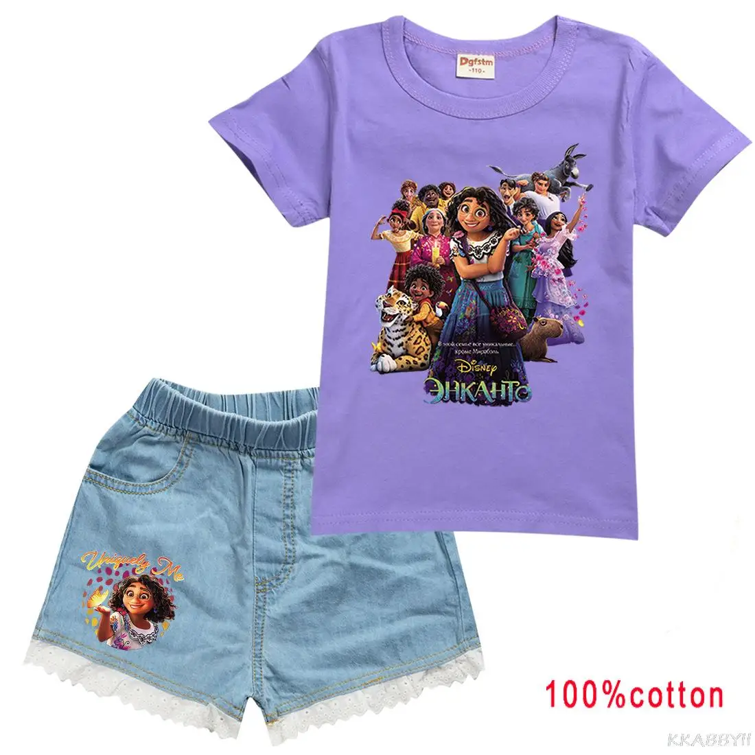 Disney Encanto Fashionable leisure summer hot selling girl children's wear short sleeves cartoon T shirt jeans|Clothing Sets| - AliExpress