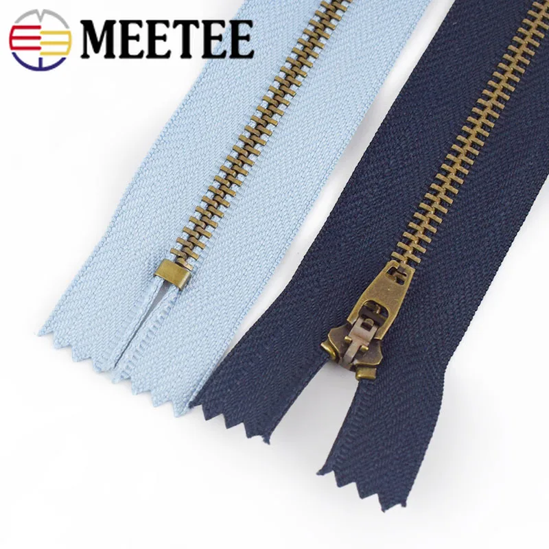 Meetee 10pcs 10 13 15 18cm 4 Close End Metal Zipper Pants Bags Pocket Auto Lock