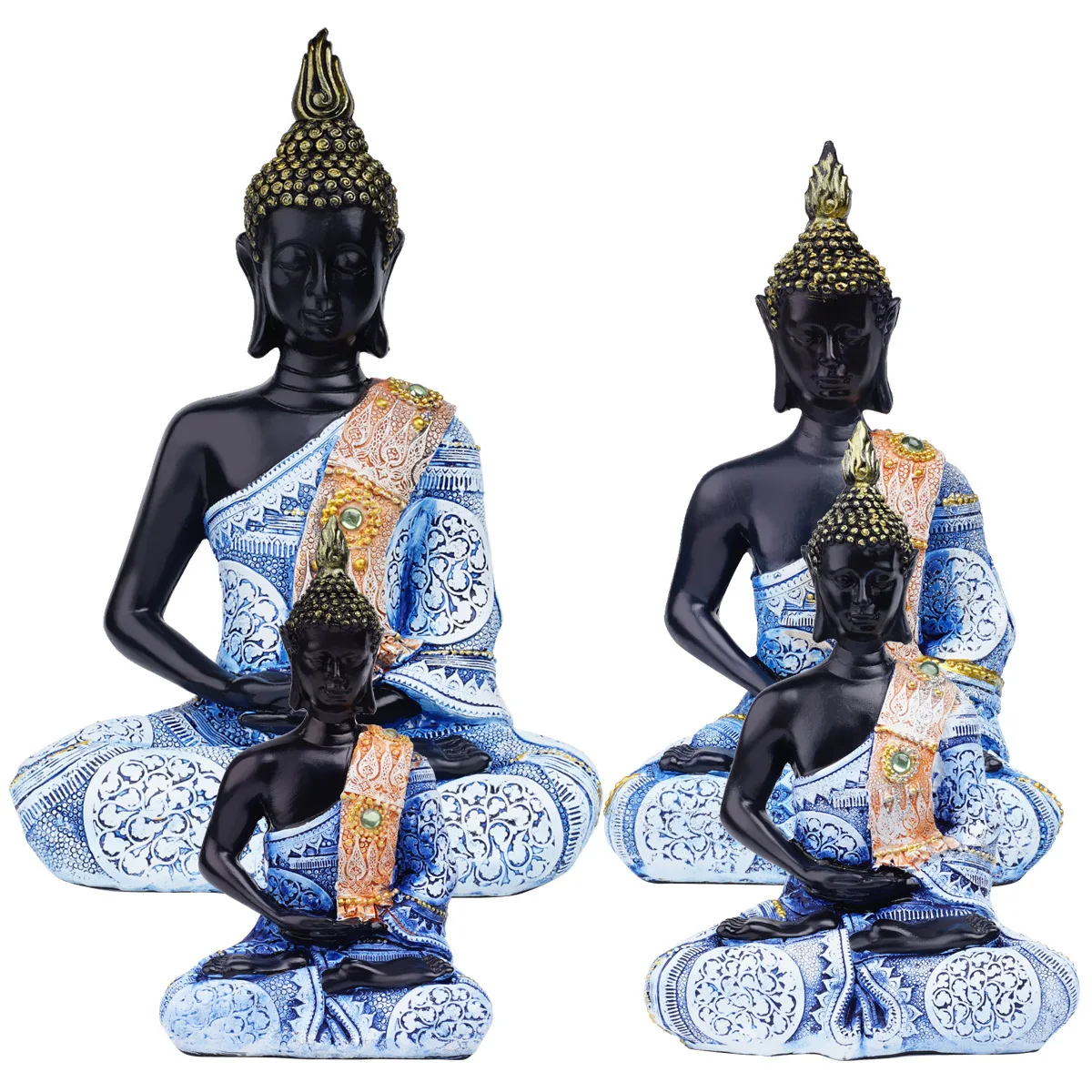 

Resin Crafts Thai Restaurant Imitation Bronze Sleeping Buddha Statue Sitting Ornaments