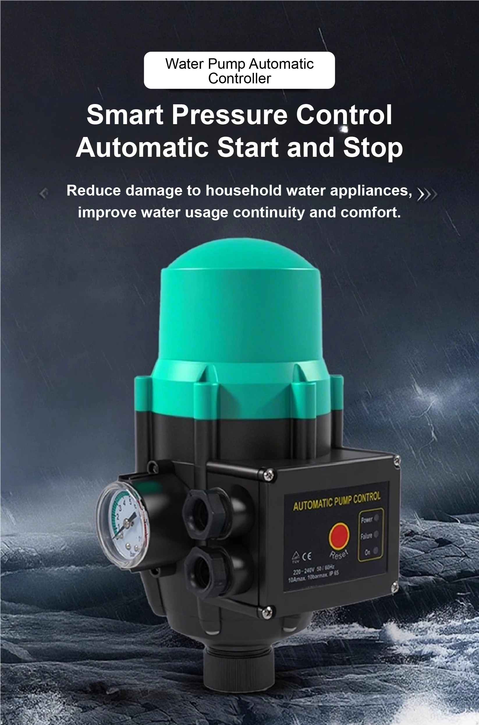 PS02 Automatic Start Stop Booster Water Pump Pressure Switch Controller G1 G2 1-