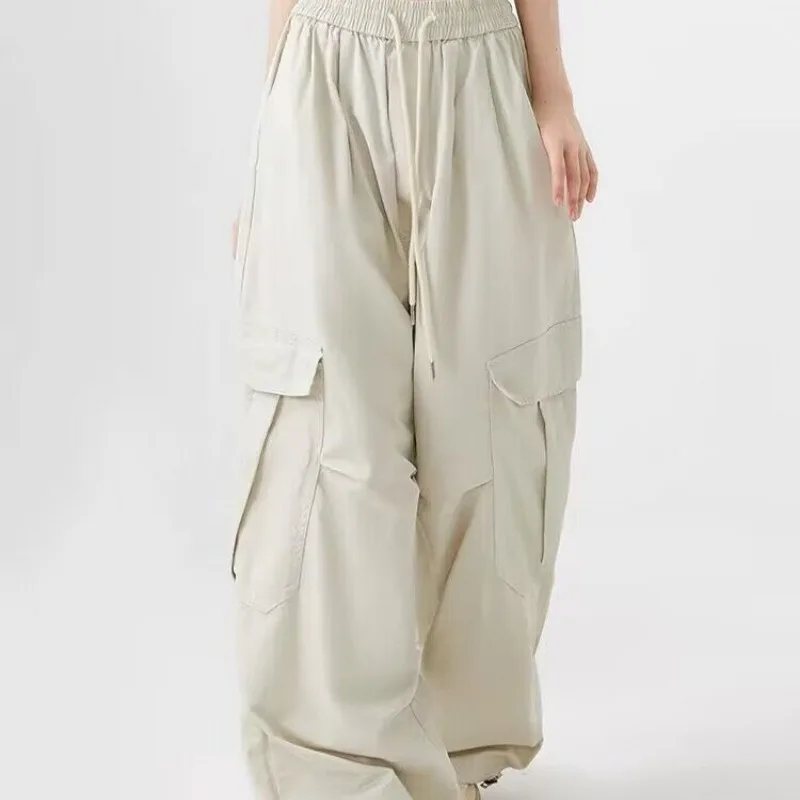 Women Workwear Pants Baggy Pants Baggy Trouser Woman Colthing Thin High-waisted Pockets Drawstring Y2k Streetwear Chic Design