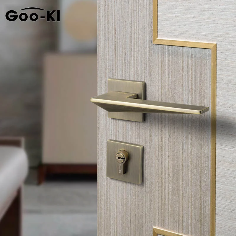 Goo-Ki Black Door Lock American Style Bedroom Handle Anti-theft Anti-rust Interior Green Bronze with Key | Обустройство дома