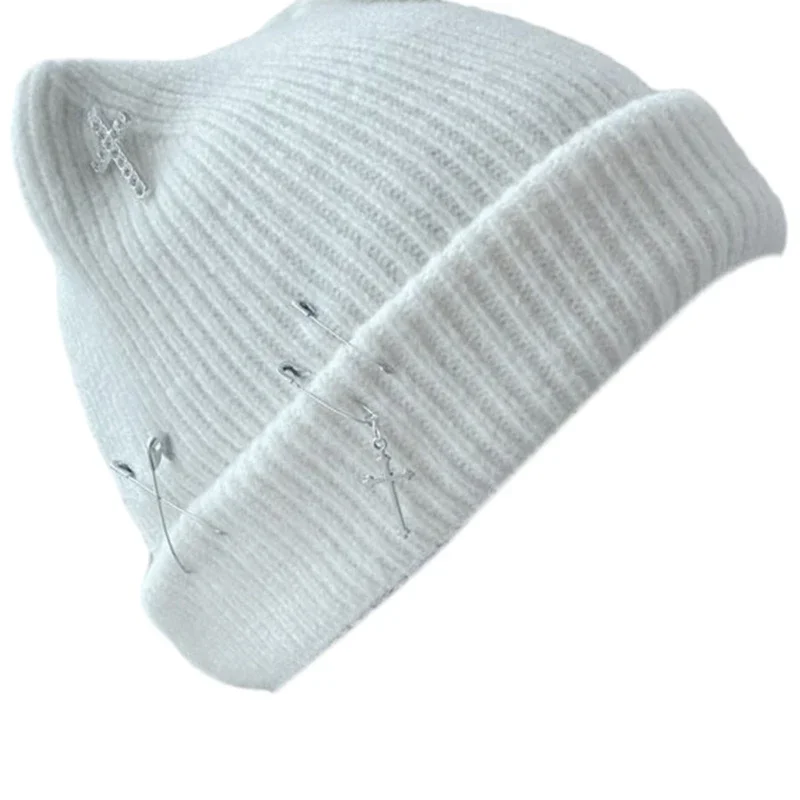 Cappello lavorato a maglia gotico per donna, cappello con orecchie da gatto Y2K, cappello con teschio fatto a mano all'uncinetto, copricapo per sottoculture femminili e adolescenti_voghion.com