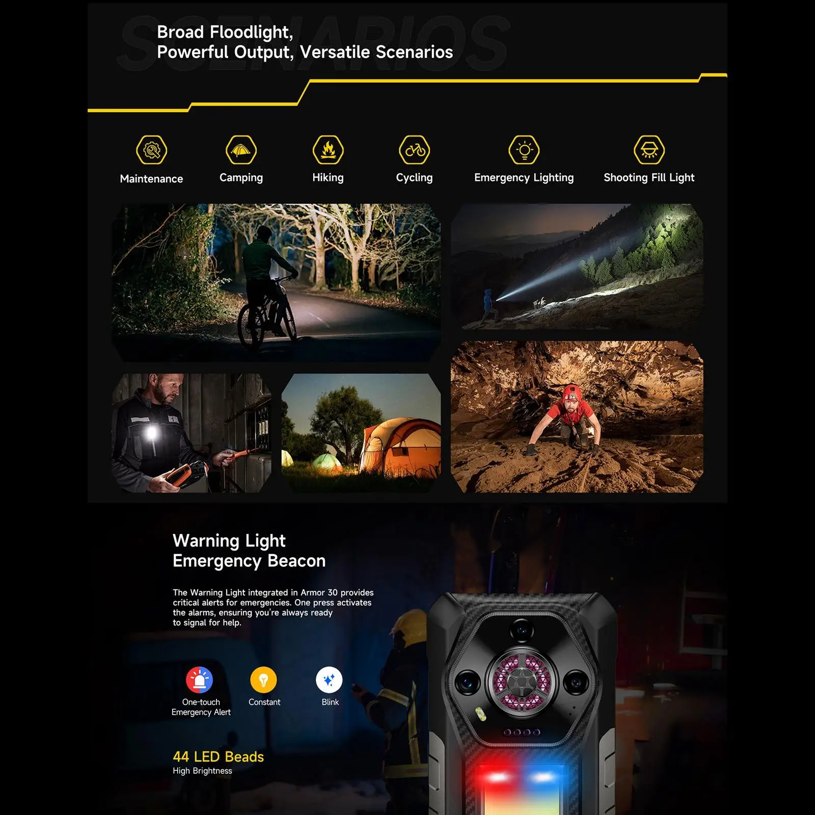 Ulefone Armor 30 Rugged Phone 24GB+512GB 6.95" FHD Versatile LED 12800mAh Android 15 64MP Camera 66W Global Version Smartphone