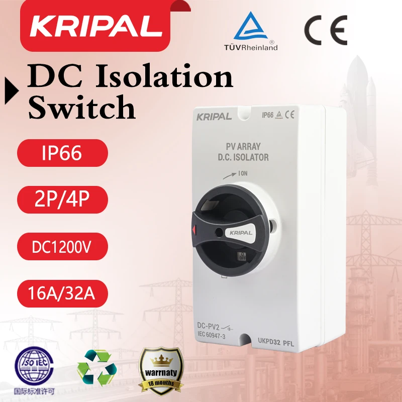 

Разъемы для переключателей, Электрические DC 4P 1000VDC 32A IP66, водонепроницаемый изолятор, переключатель для системы солнечной энергии с TUV CE