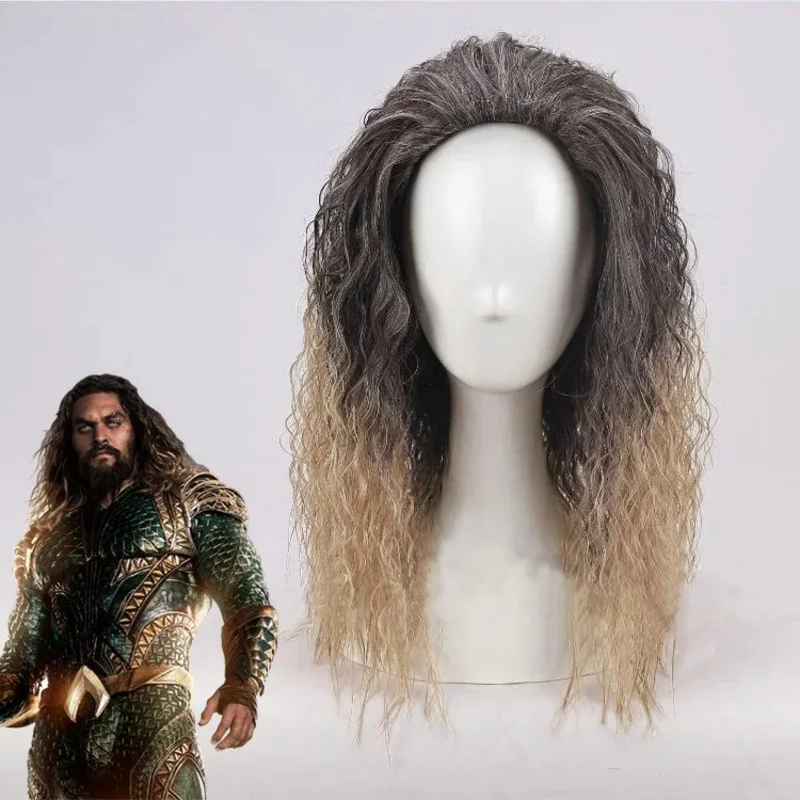 Film Aquaman Parrucca Aquaman Gioco Di Ruolo Poseidon Hair Comic Cosplay Costume Parrucche Jason Momoa Parrucche Parrucca Cap