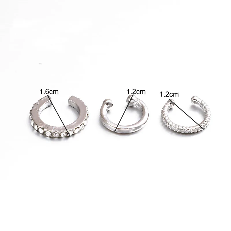 Ear Clip Earrings Clip Earrings Ear Clip 3-Piece Set C-Shaped Without Piercing Ear Clips Earrings Simple Shiny Rhinestone Clip Earrings Women Daily Wear Jewelry Gift
