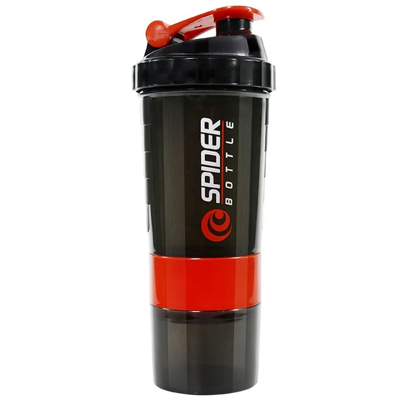 500ml 3 Layers Bottle Protein Powder Shake Cup Large Capacity Water Bottle Plastic Mixing Cup Body-Building Exercise