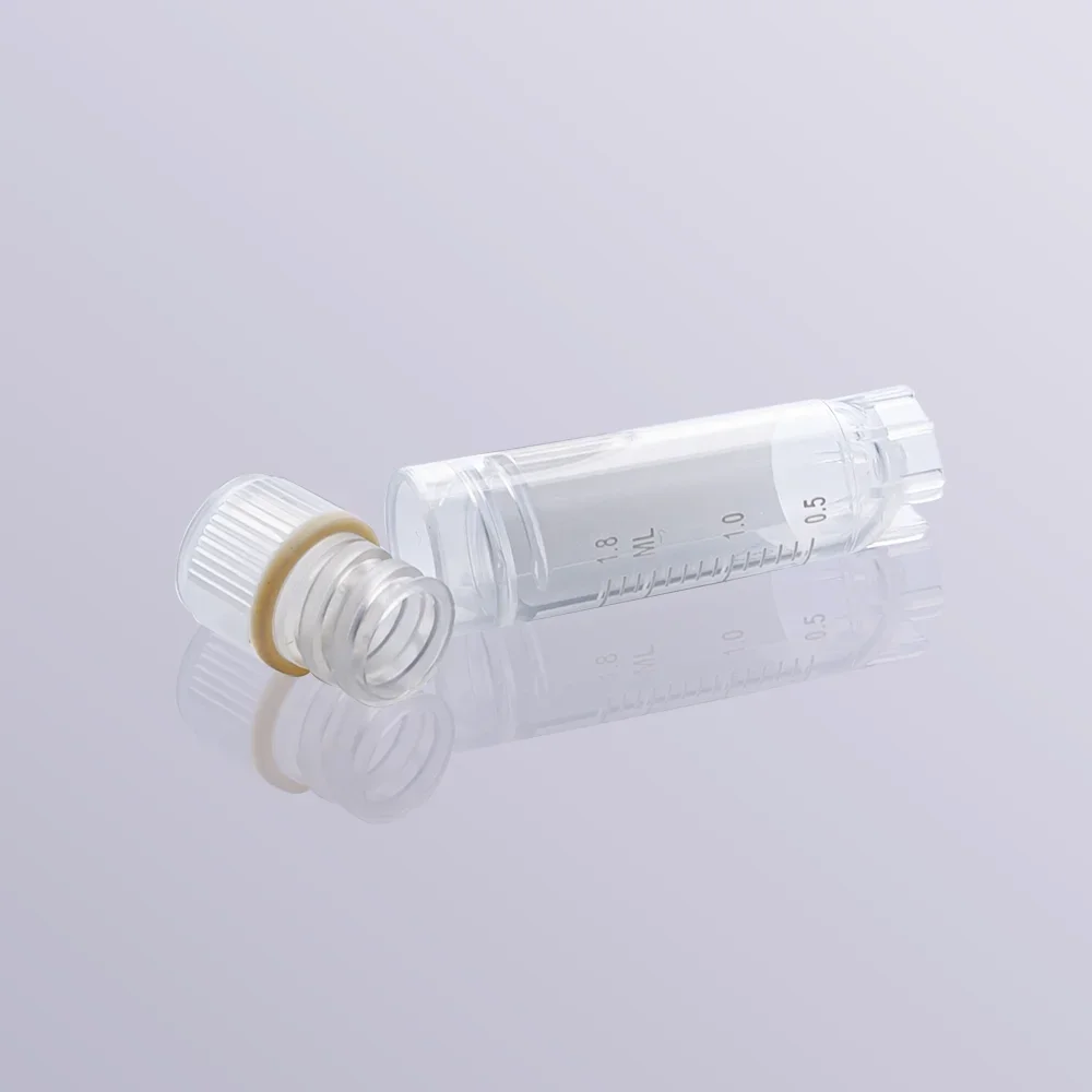Disposable 50pcs Freezing Tube Cryogenic Vial Self-standing Internal Thread Sterile with White/Clear Screw Cover Freezing Tube