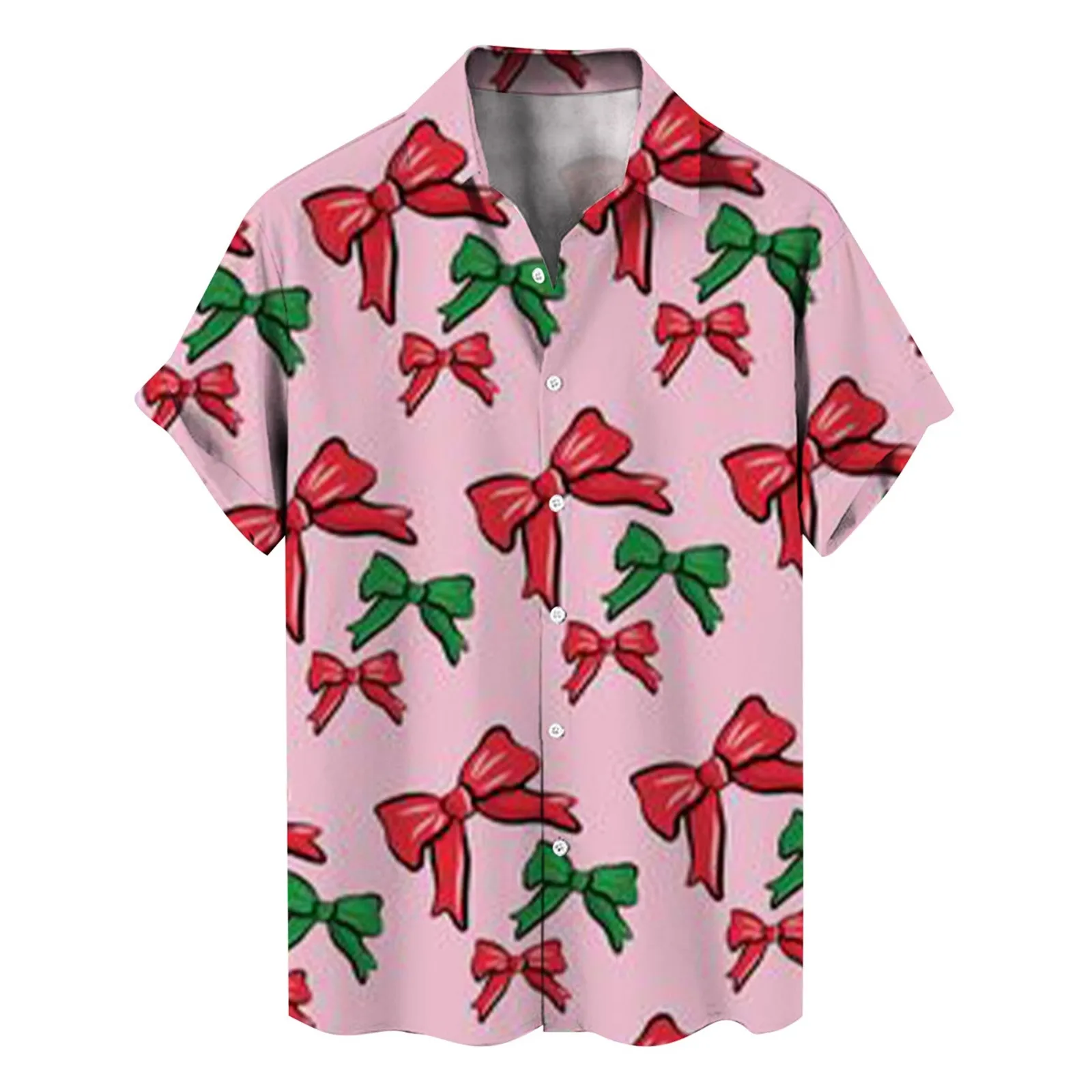 

Men's Fashion Christmas Digital Print Short Sleeve Personality Lapel Shirt Party Breathable For Spring Autumn