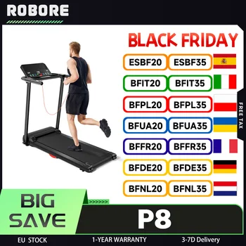 Tapis roulant pieghevole ROBORE P8 12KM/H, sensore di frequenza cardiaca, 12 programmi integrati, sistema a doppio cuscino, capacità di peso 136 kg, intelligente
