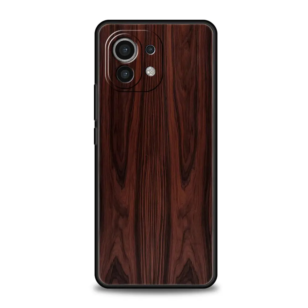 Carved Wood Design Black Silicone Phone Case Cover