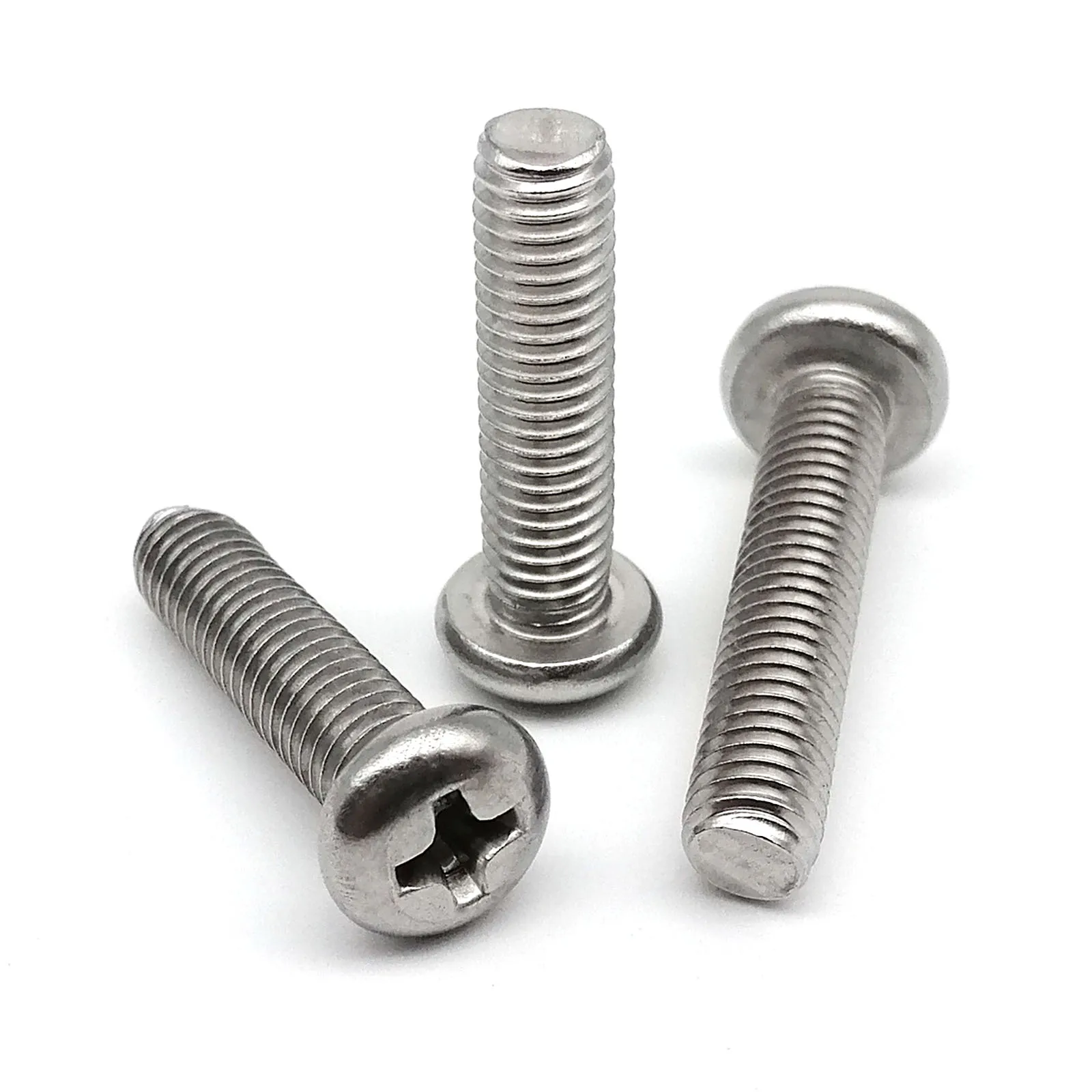 Stainless Steel Screws M1.6 M2 M2.5 M3 M3.5 M4 M5 M6 M8 GB818-85 A2-70 304 Stainless steel Cross Phillips Round Pan Head Screw Bolt Length 3-100mm