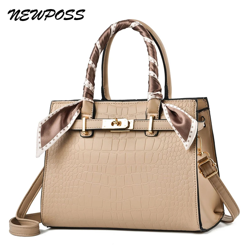 Newposs Leather Women Messenger Bags Crocodile Female Crossbody Shoulder Hand bags For Women