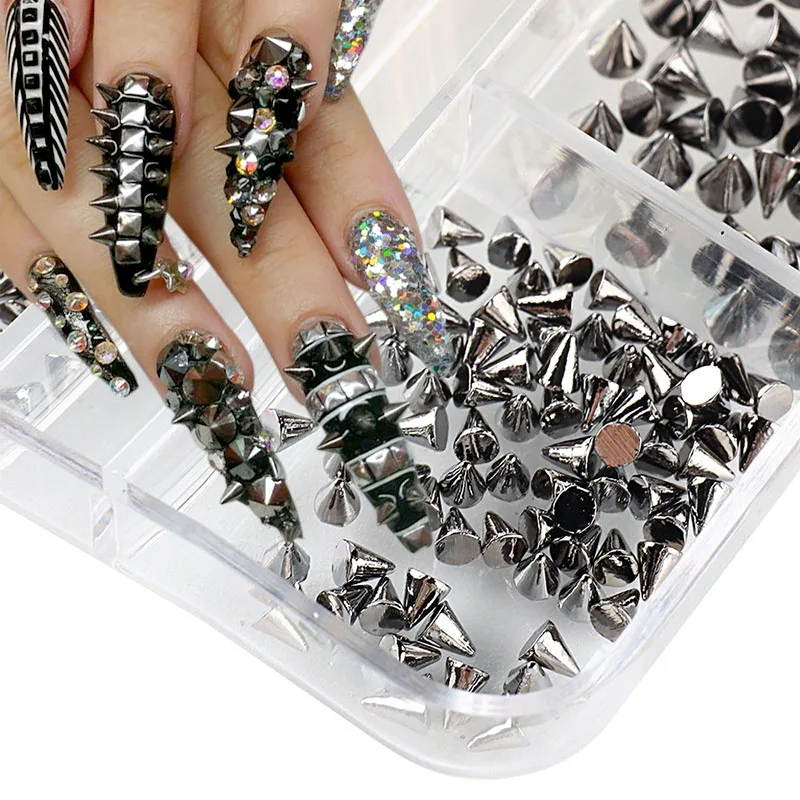 3d Nails Art Metal Charms Studs Accessories Cool Girl Gold Silver Punk Rock  Mini Metal Rivet Design Nail Supply Decors Gl6gjd-1 - Rhinestones &  Decorations - AliExpress