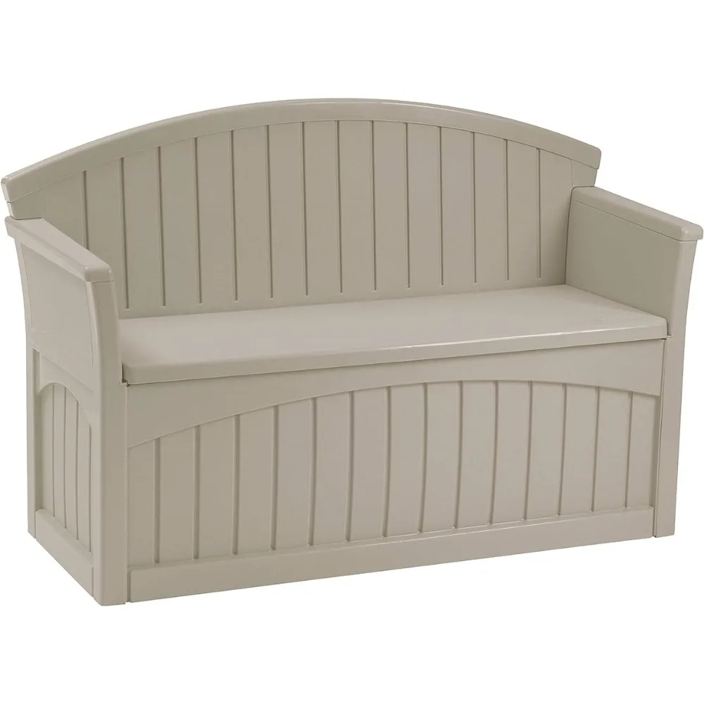 

Suncast 50 Gallon Patio Bench Storage - Decorative Resin Outdoor Patio Bench Deck, Patio, Garden, Backyard - Ideal Storing Taupe
