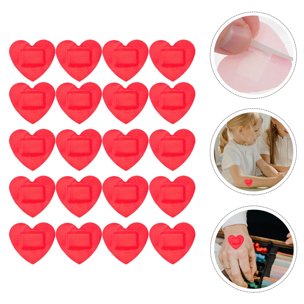 30 Pcs Heart Shaped Wound Patches Red Breathing Bandages Wound Care Protection Patches Safety Survival Supplies