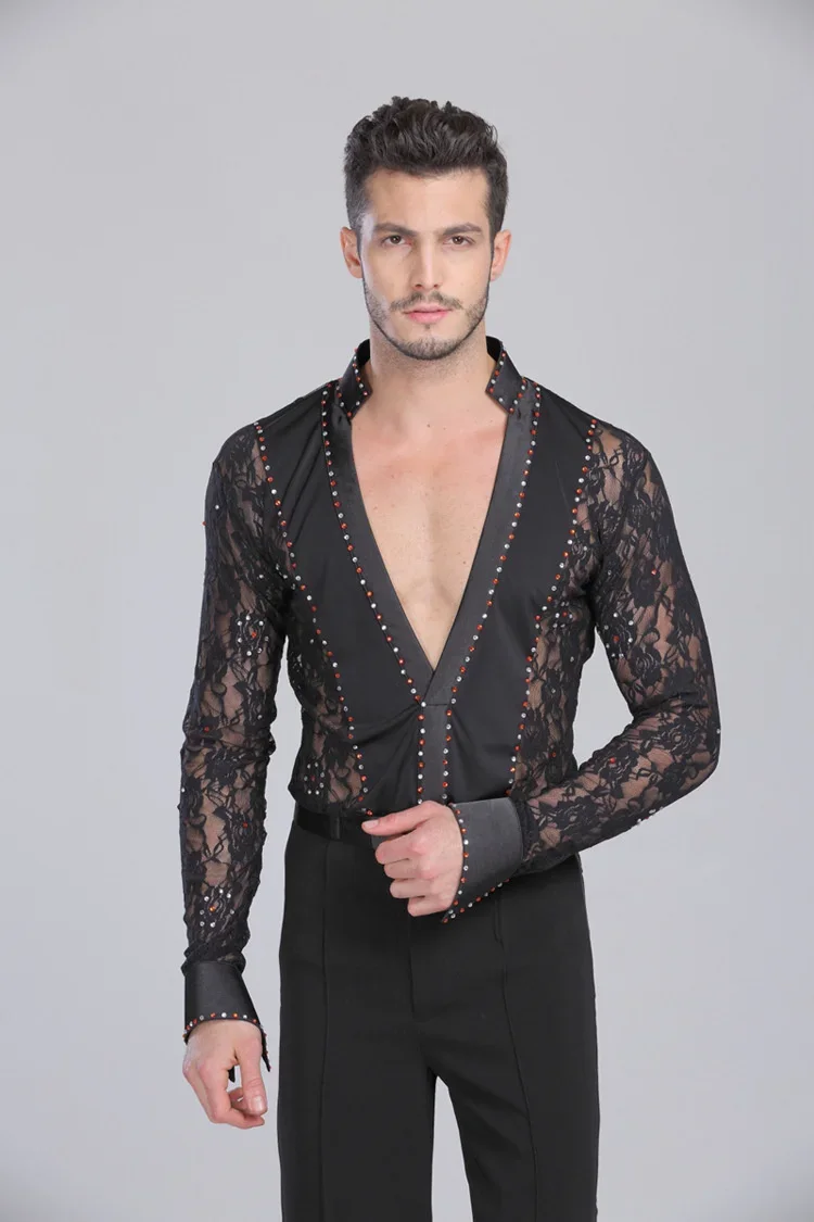 Dance shirts Men Latin Dance Waltz Ballroom Performance