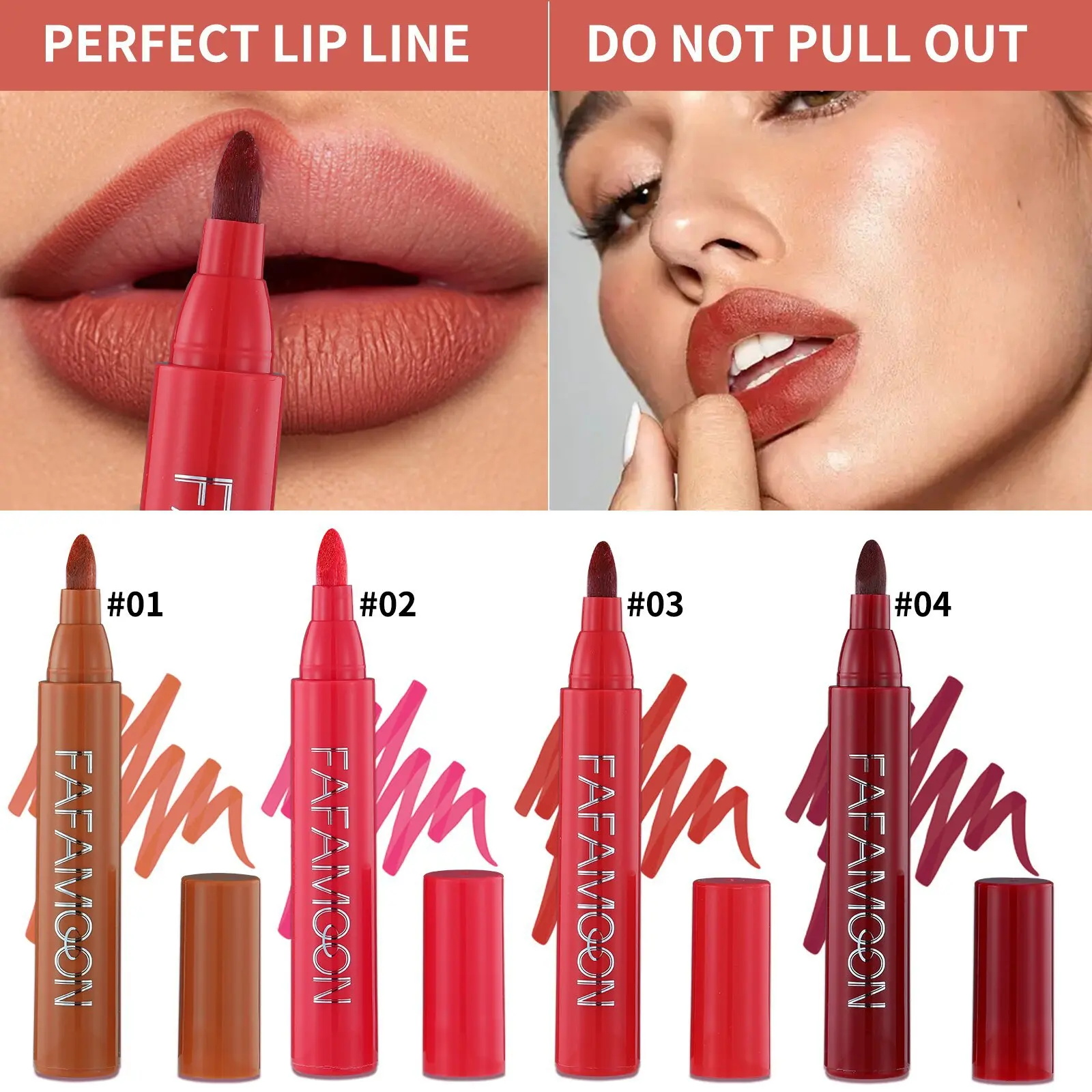 4 Colors Lip Tint Cosmetic Professional Wood Lipliner Waterproof Lady Charming LipLiner Soft Pencil Contour Makeup Lipstick Tool