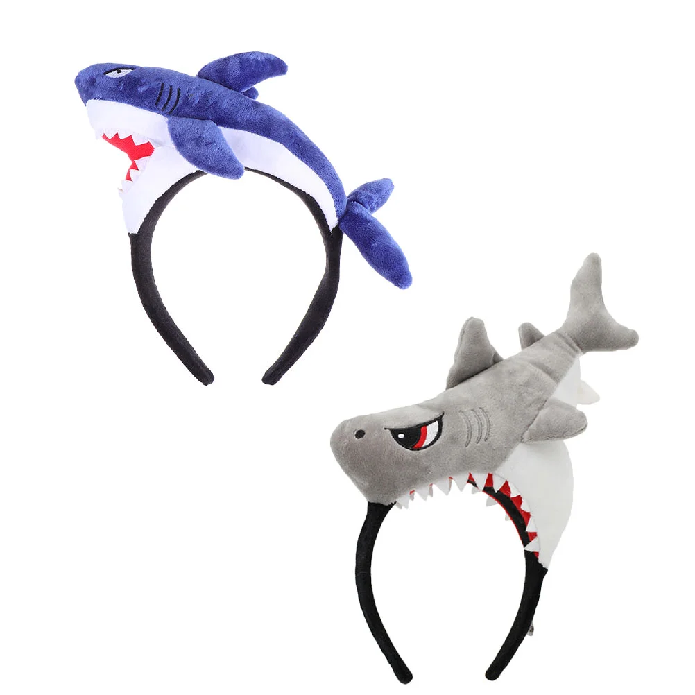 2 Pcs Cartoon Shark Headband Hair Bands Children Party Adorable Decor Accessories Kids Favors Lovely Fabric 6