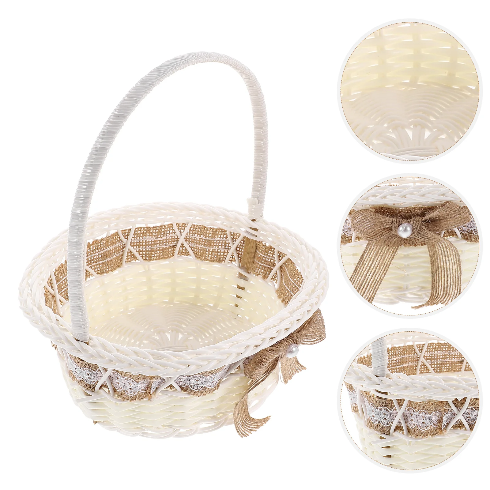 

Wedding Flower Girl Basket Wedding Rustic Flower Basket Lace Wedding Basket Small Basket With Handle Candy Gift Basket