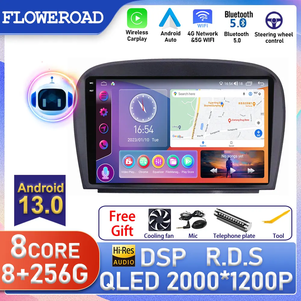 Android Da 9 Pollici Per Mercedes Benz Sl R230 Sl350 Sl500 Sl55 Sl600 Sl65 2001 - 2007 Ips Lettore Multimediale Radio Di Navigazione Gps Per Auto
