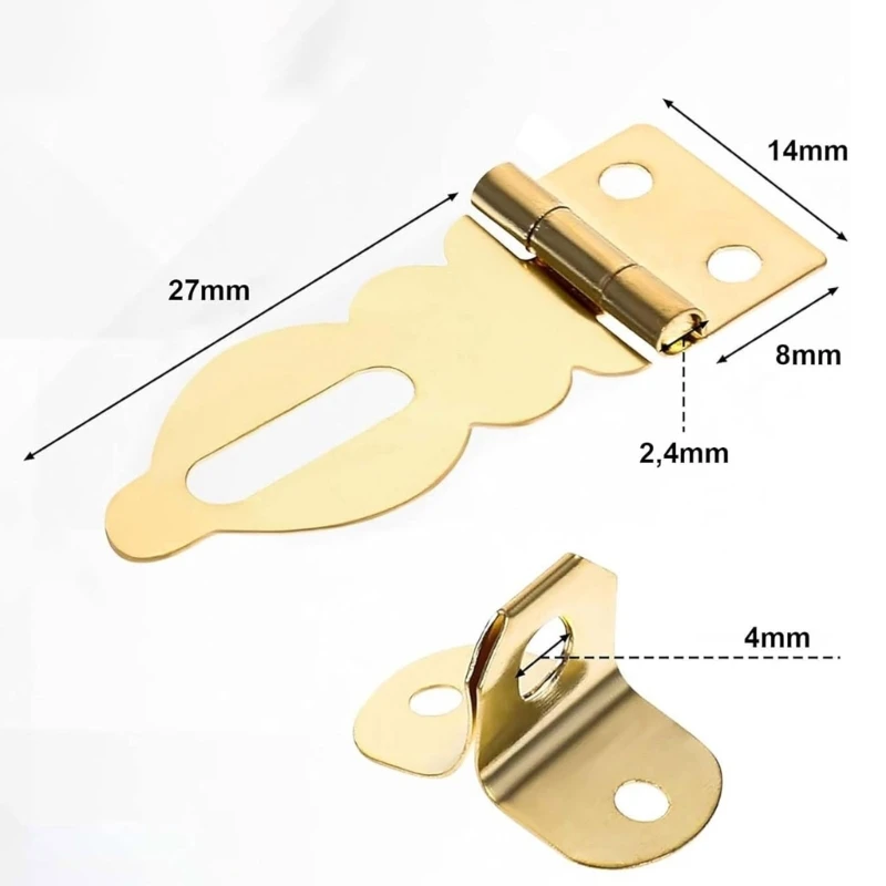 6pcs Gold Metal Hasp lock Decorative Brass Latches lock Simple Installs for Small To Medium wood Boxes & DIY Projects