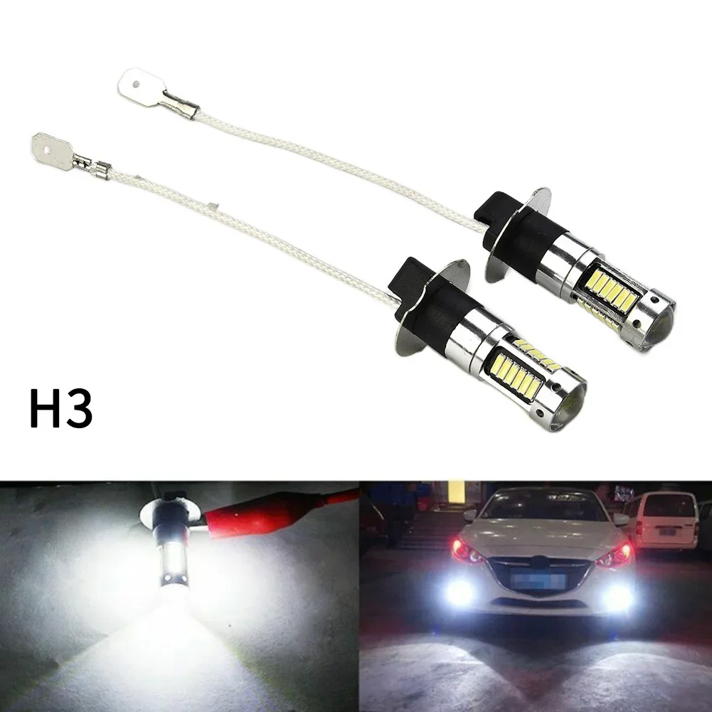 H3 LED 안개등 전구, 주간 주행등, DRL 12V 슈퍼 브라이트, 6000K 화이트, 100W, 1800LM/전구, 방수 방진, 2 개