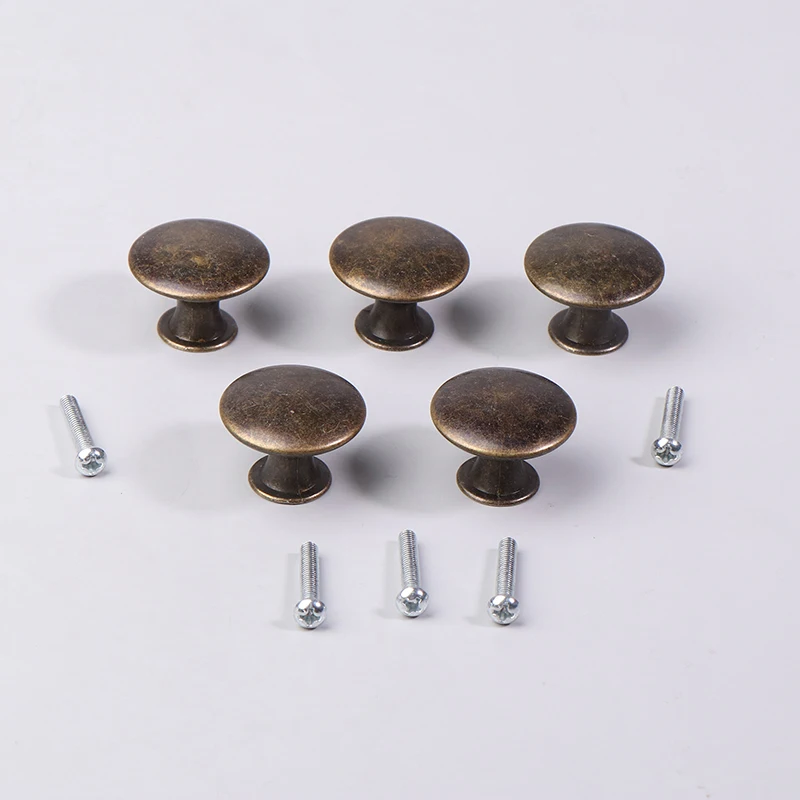 Description Picture 2 of item5Pcs/set Vintage Cabinet Knobs With Screws Knob Round Zinc Alloy Drawer Pulls Antique Bronze Cupboard Door Single Hole Pull