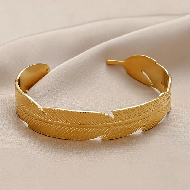 316l Stainless Steel 18k Gold Plated Cuff  Stainless Steel Bangles Women  18k Gold - Bangles - Aliexpress