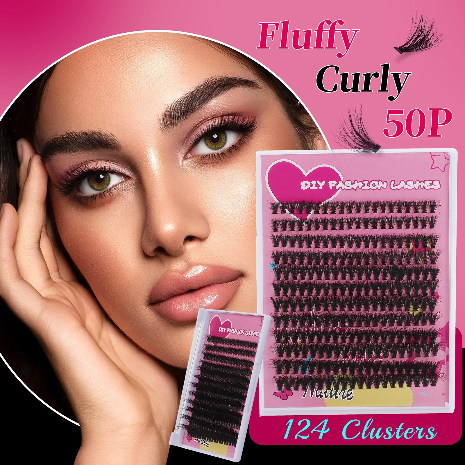 

124 Clusters Fluffy Thick Volume Eyelashes Natural Fake Lashes Pack Individual Lashes Russia 30D/40D Make Up Makeups