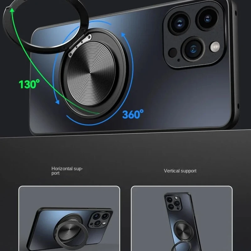 Matte Armor Hard Case with Luxury Lens Protection and Ring Holder - Premium Phone Back Cover