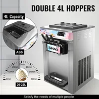 Machine à crème glacée commerciale SIHAO, machine à crème glacée molle, 20-28 L/h, machine à crème glacée 3 saveurs pour restaurants et bars 4