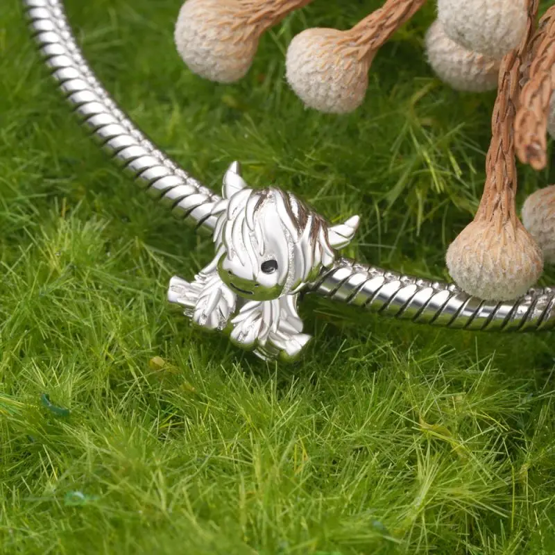 New Scottish Highland Cow Charm Bead Women Gift Fit Original 925 Sterling Silver Bracelet DIY Jewelry Accessories 2
