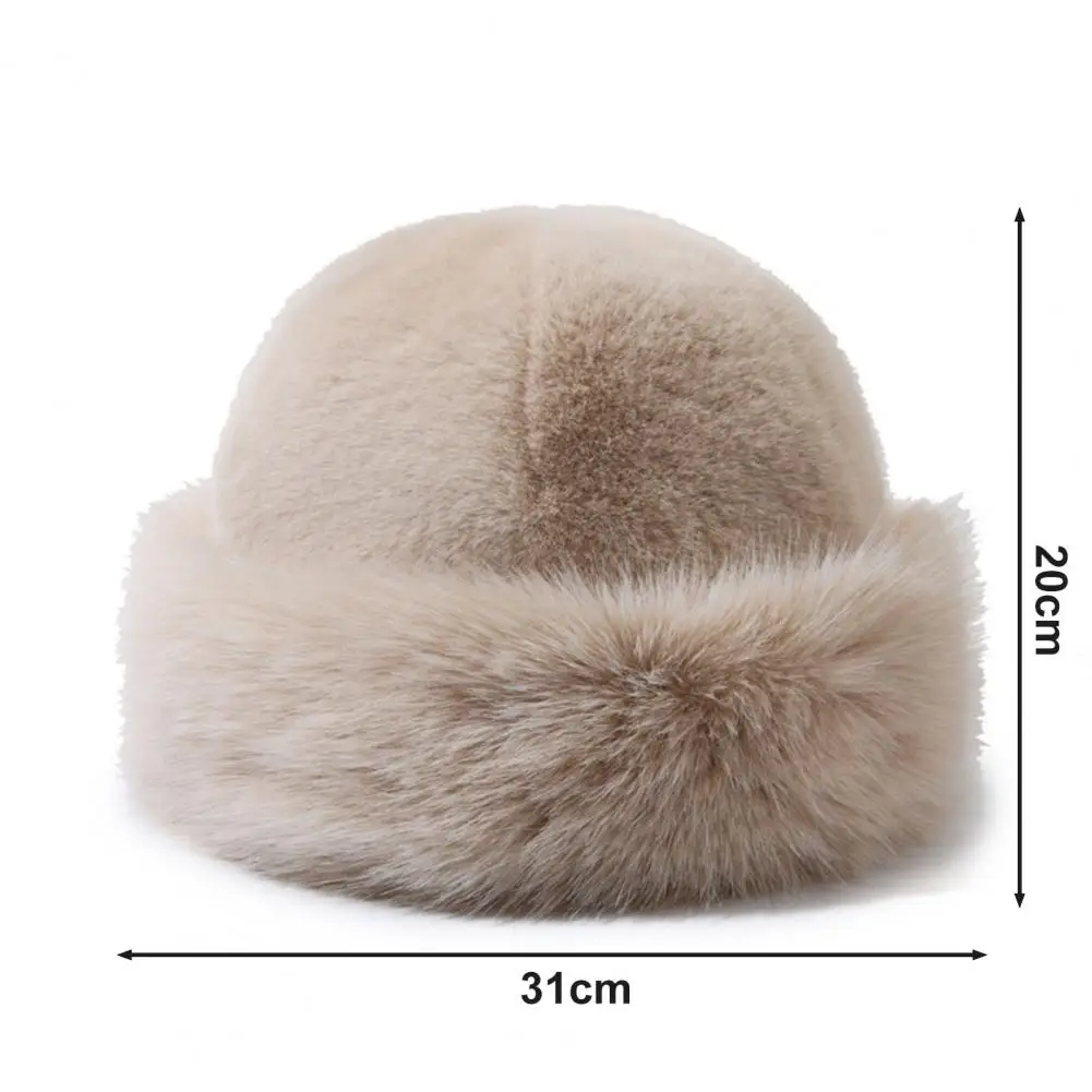 Women Hat Fashionable Solid Color Winter Hat Thicken Warm  Soft Comfortable Plush Hat For Cold Weather