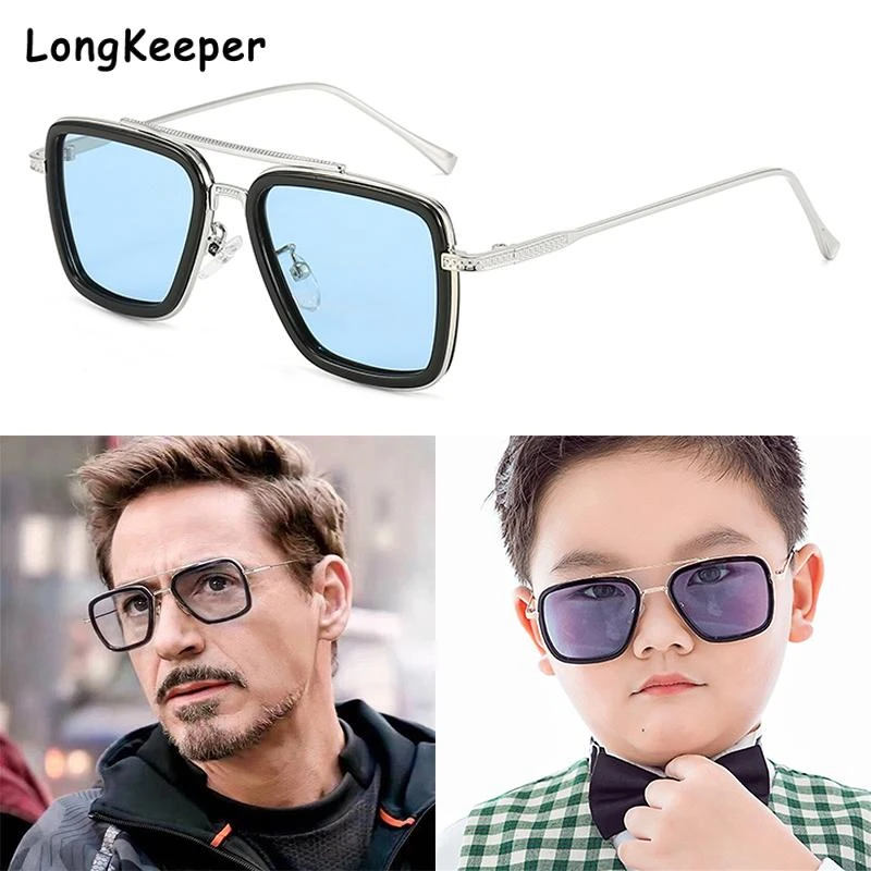 Gafas de sol polarizadas de estilo Tony Stark para niños, lentes de sol cuadradas lujo a la moda, Retro, Iron Man| | - AliExpress
