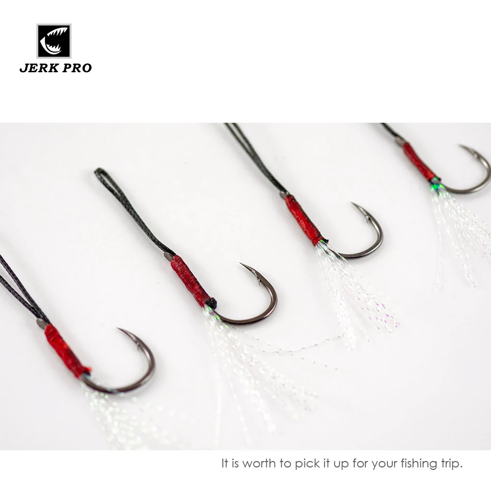 JERK PRO 10PCS Assist Hook with PE Line for Metal Micro Jigs Light