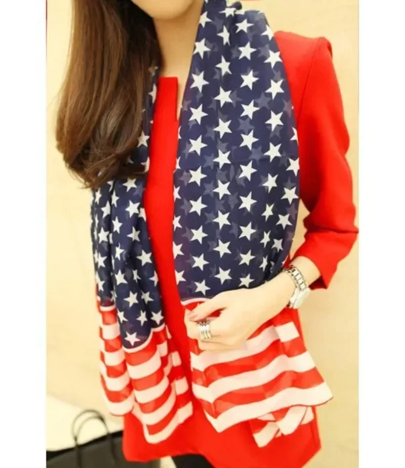 American flag pattern stars and stripes European and American lengthened chiffon scarfStars and Stripes Flag Sailor 3