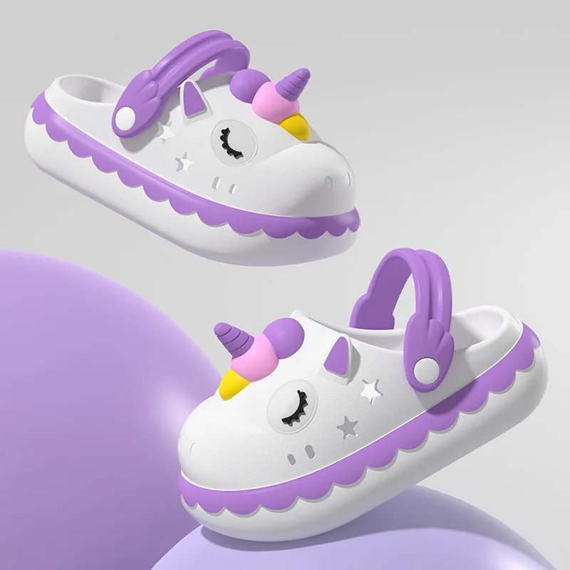 Summer Cartoon Child Girls Slippers Unicorn Princess Slippers For Children Beach EVA Comfortable Soft Toddler Kids Clogs Shoes 2