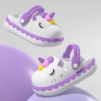 Summer Cartoon Child Girls Slippers Unicorn Princess Slippers For Children Beach EVA Comfortable Soft Toddler Kids Clogs Shoes 2