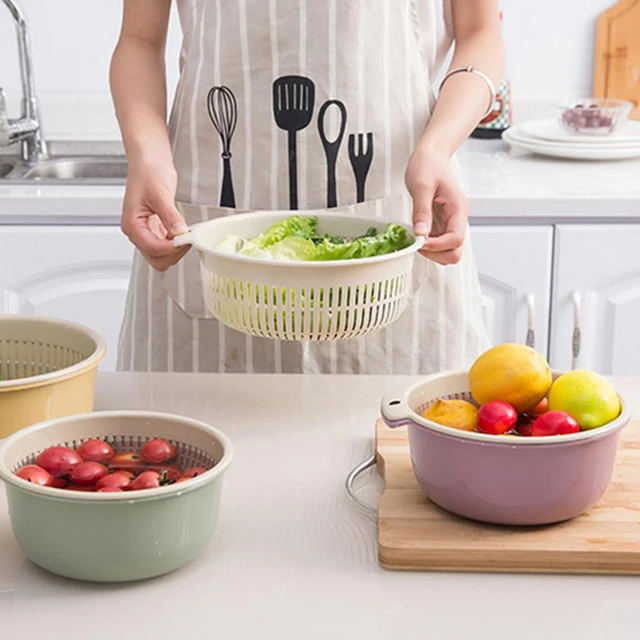 Multi-functional Double-layer Vegetable Wash Basin & Drain Basket