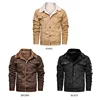 Men's  Artificial Fur Collar Jacket,PU Leather Vintage Steam Pocket Punk Gothic Retro Coat 4
