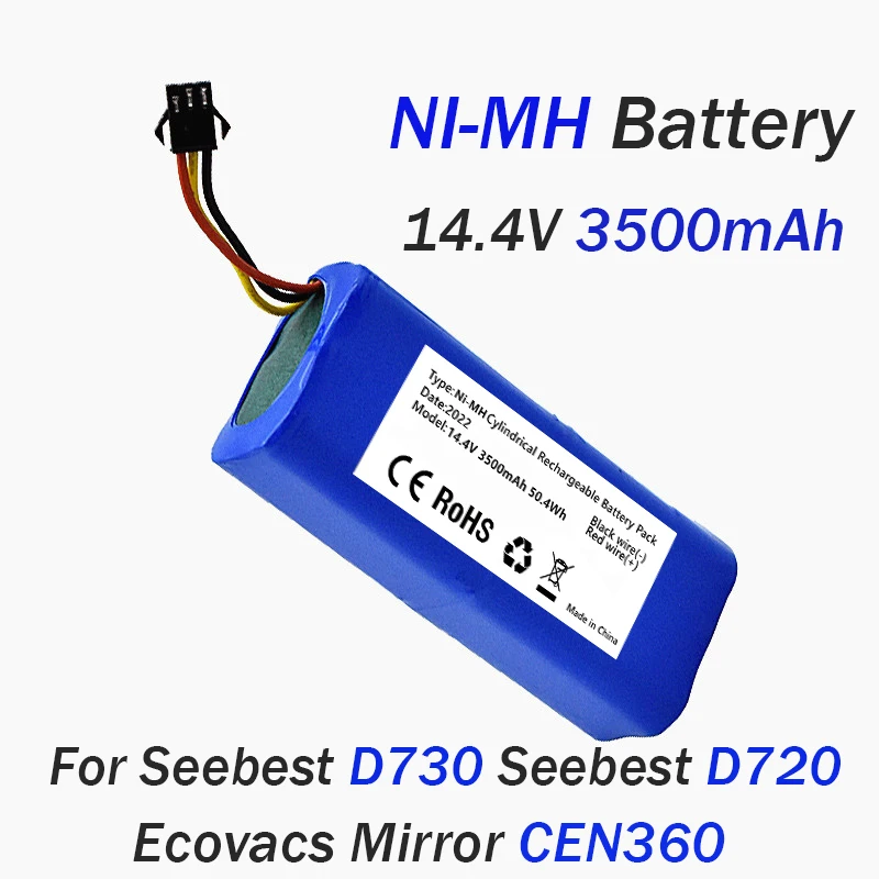 

14.4V 3500mAh NI-MH Battery For Seebest D730 Seebest D720 Ecovacs Mirror CEN360 Robot Vacuum Cleaner Parts
