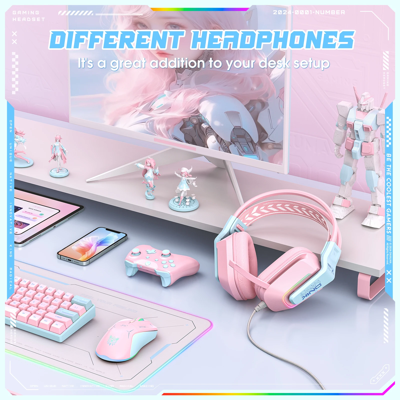 ONIKUMA X13 Noise Cancelling Headphones Wired Gaming Headset Suitable For Computer Laptop Music Earphones With RGB Lighting Mic