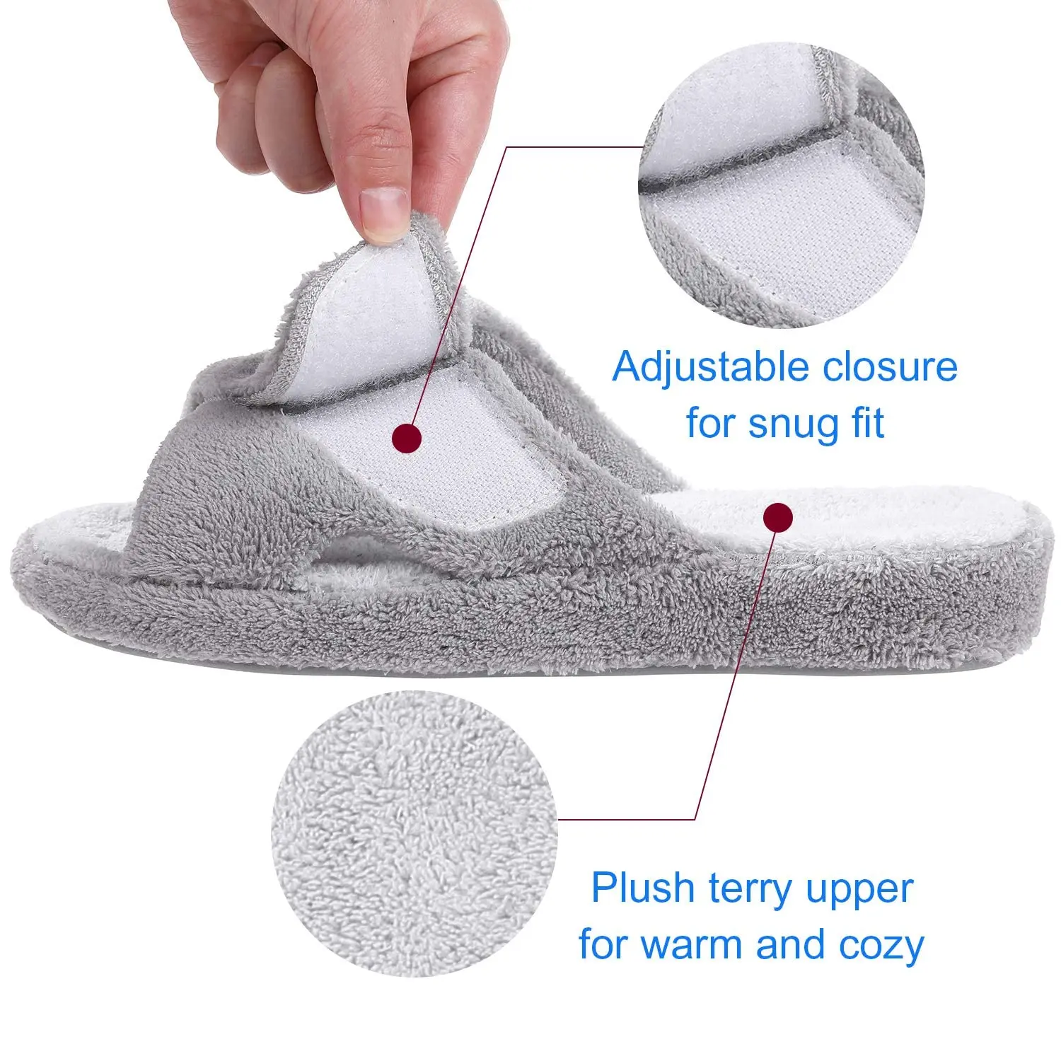 Shevalues Fuzzy House Slippers Women Furry Slippers With Arch Support Indoor Cotton Slippers Four Seasons Open Toe Flats Slipper 3