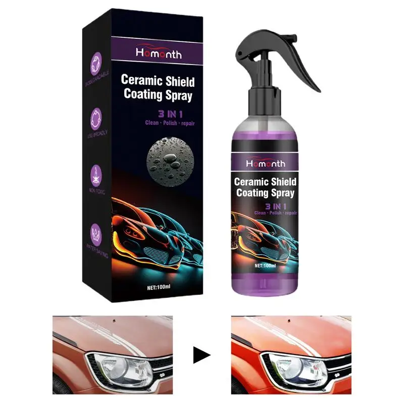 3 In 1 Quick Car Coating Spray  Nano-coating Spray Wax Automotive Hydrophobic Polish Paint Cleaner  100ml Coating for Cars