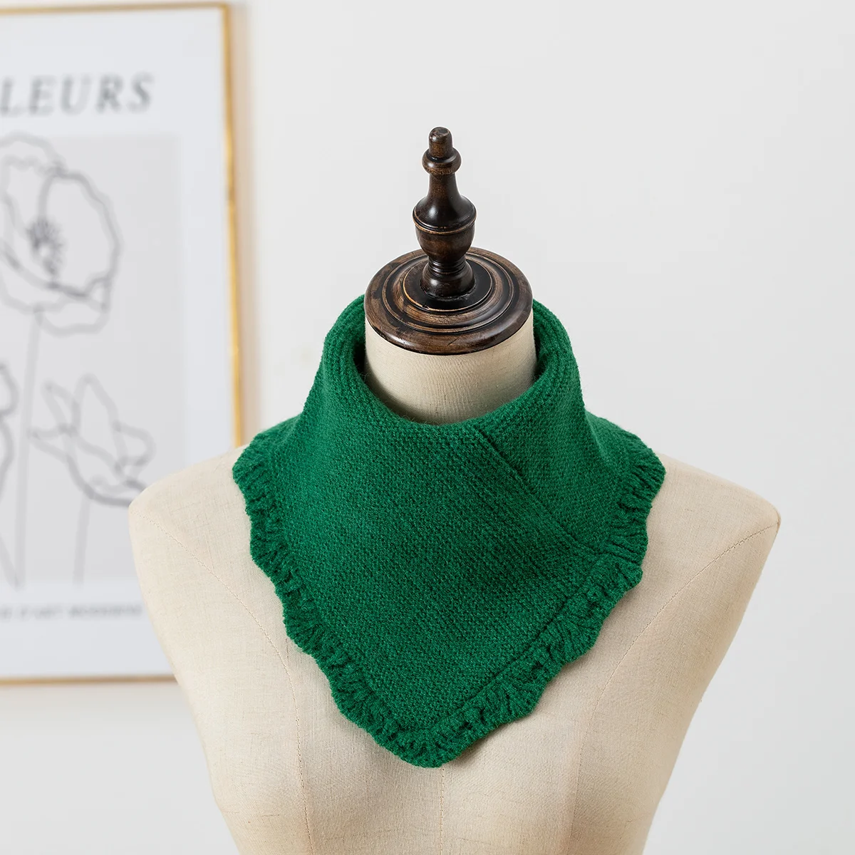 thumbnail image 1 of Cuello alto de invierno para mujer, cuello falso falso de punto acanalado a rayas, desmontable para bufanda triangular, cuello elástico a prueba de viento, 1 of 5