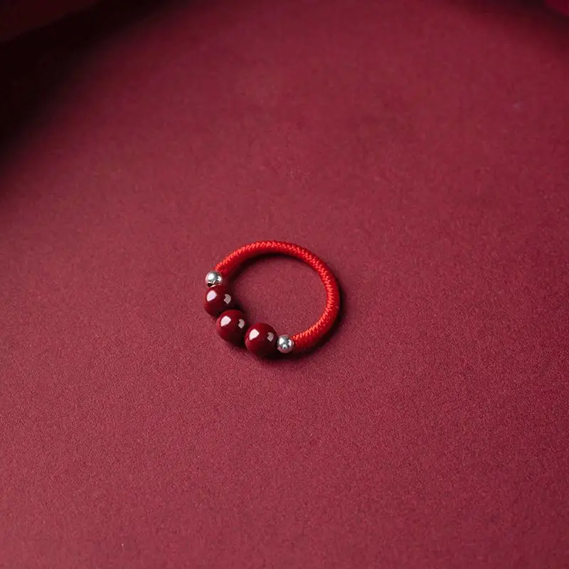 Natural-Cinnabar-Red-Rope-Ring-Women-s-Lucky-Animal-Year-Hand-Woven ...