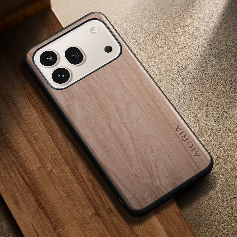Elegant Wooden Pattern PU Leather Phone Case Cover